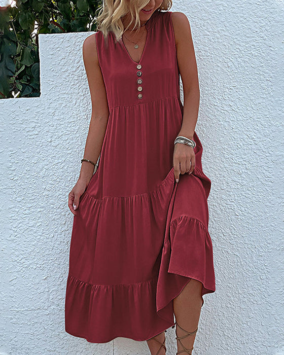Solid color sleeveless casual dress