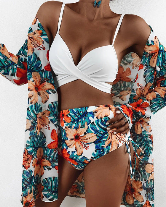 Floral Print Bikinis and Cover Up