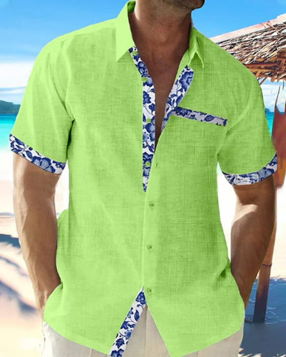 Cotton and linen short sleeve shirt