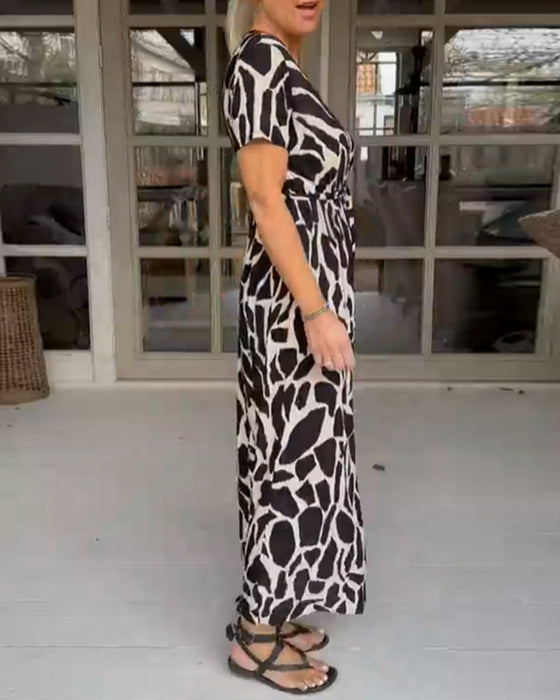 V neck short sleeve dress