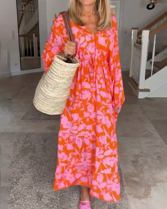 Floral Print Long Sleeve Dress