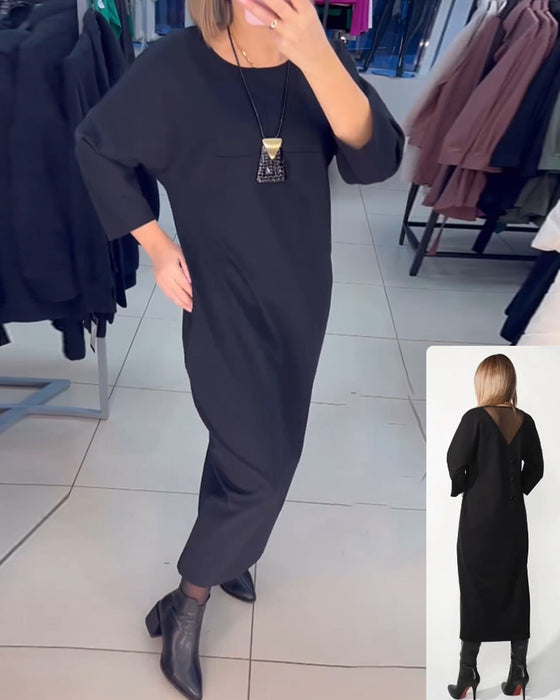 Casual long-sleeve pocket dress