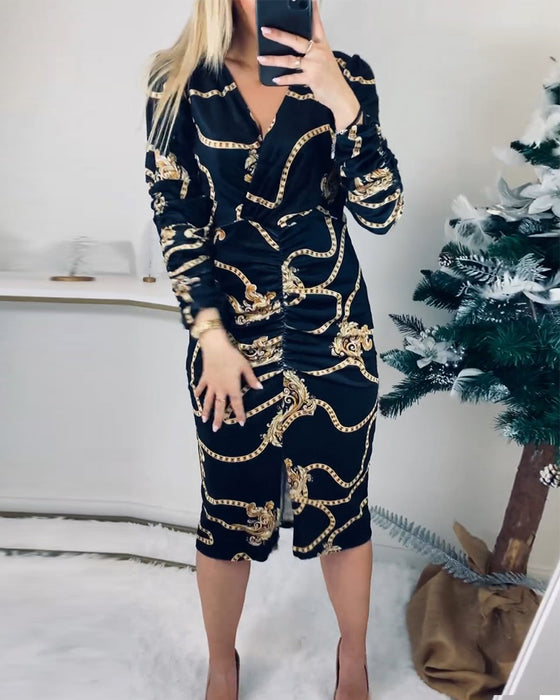 Slit waist-hugging dress