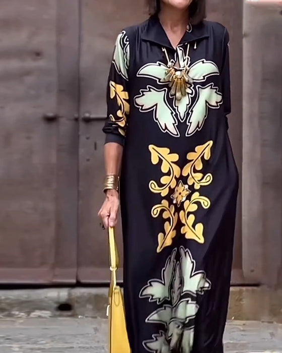 Lapel printed fashion dress