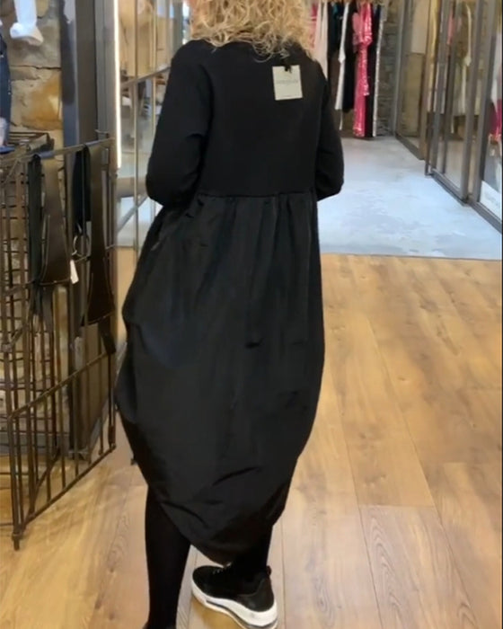 Patchwork drawstring casual dress