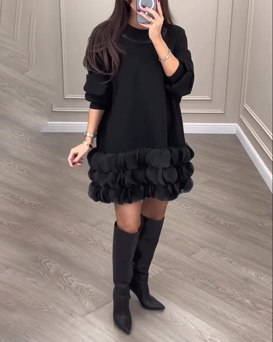 Elegant dress with patchwork petals