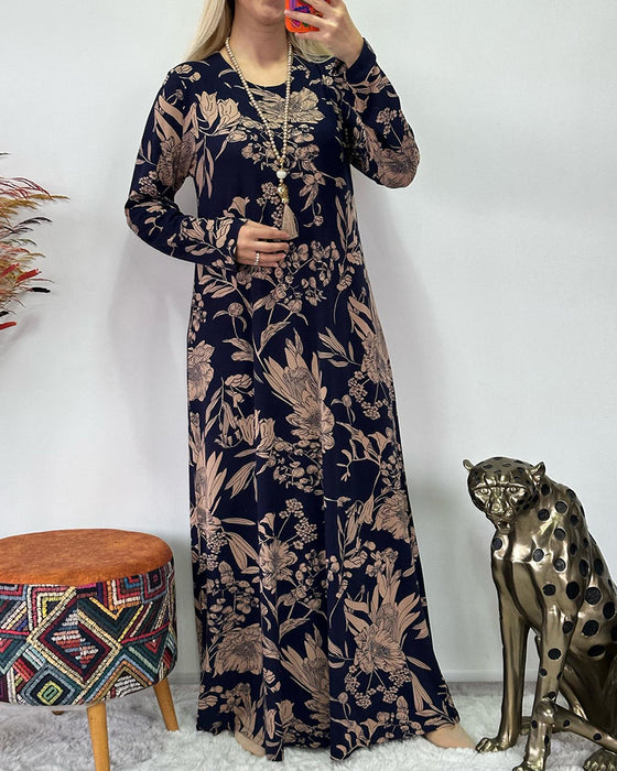 Round neck floral pattern dress