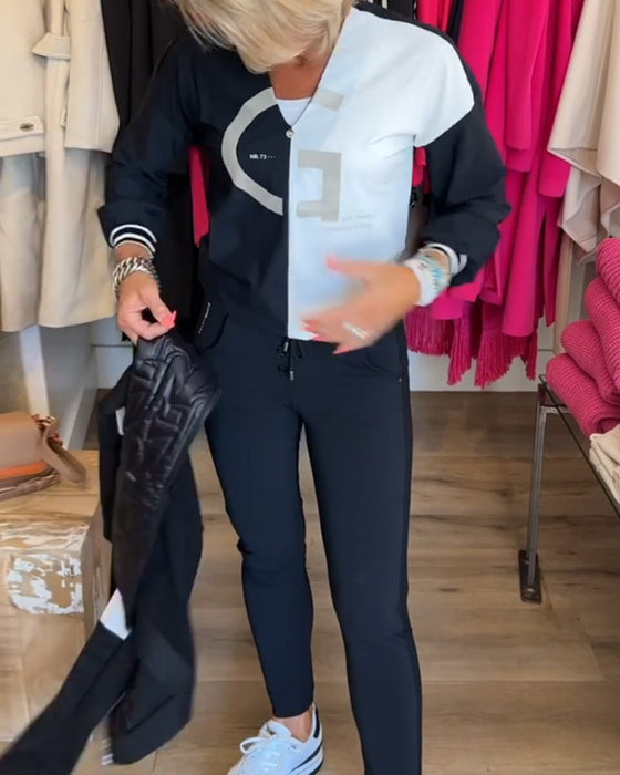 V-neck color block top