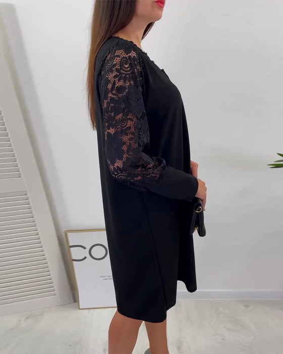 V-neck lace elegant dress