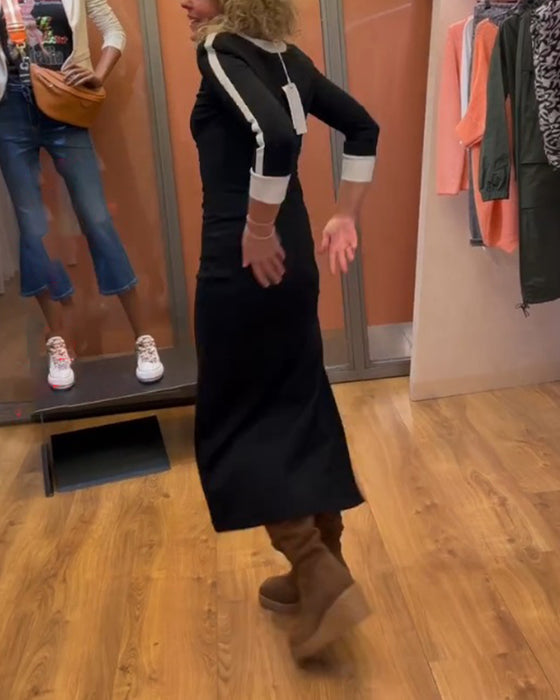 V-neck 3/4 sleeve dress