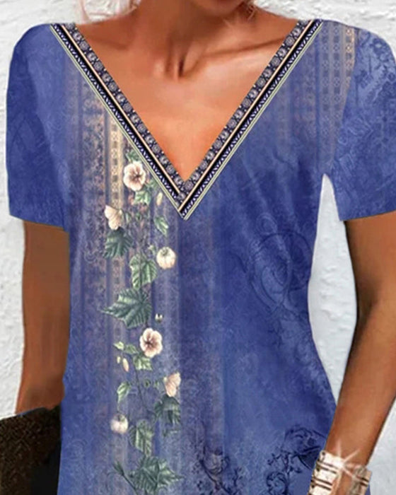 Floral Print Dress with Short Sleeves