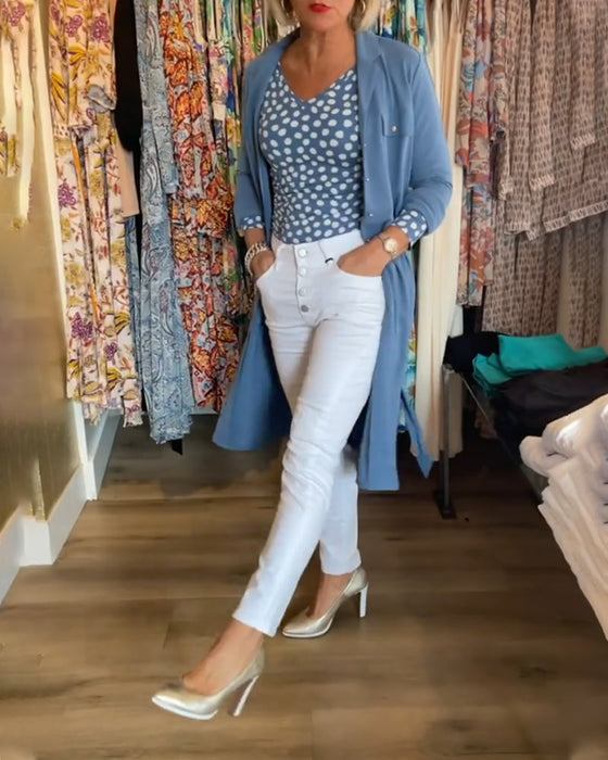 Casual solid color button down coat