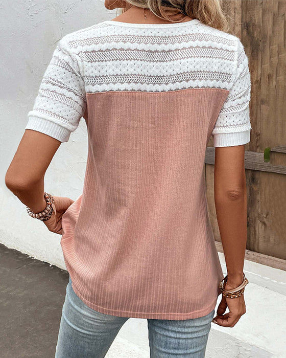 Lace Short Sleeve Blouse