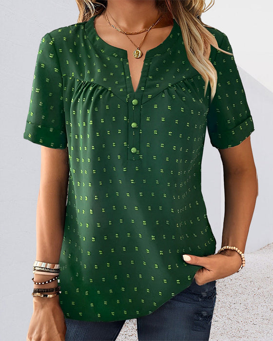 V-neck button down T-shirt