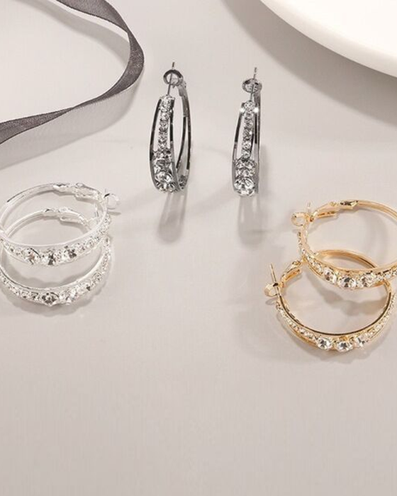 Rhinestone-encrusted large hoop earrings