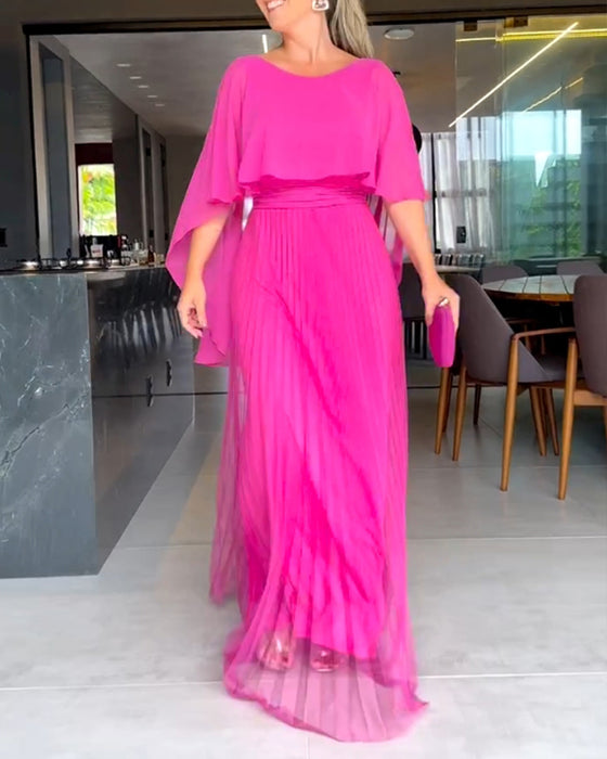 Round Neck A Line Maxi Dress