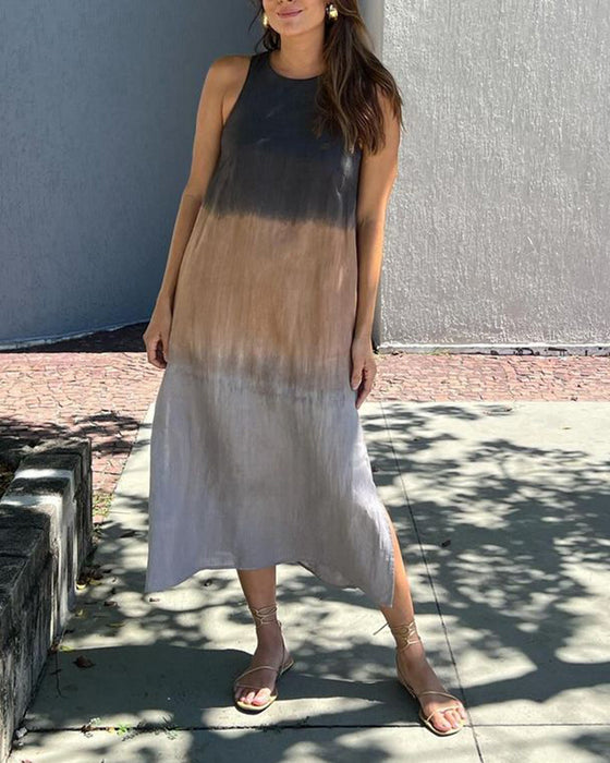 Sleeveless gradient round neck dress