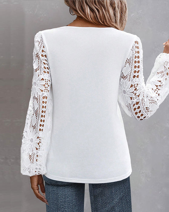 Casual Blouse with Lace