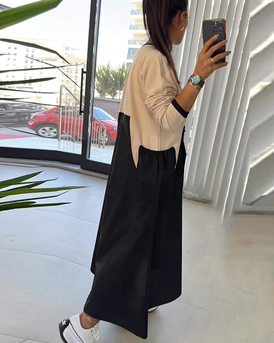 Casual dress with patchwork pockets