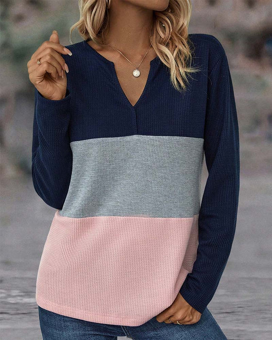 V-neck colour block top