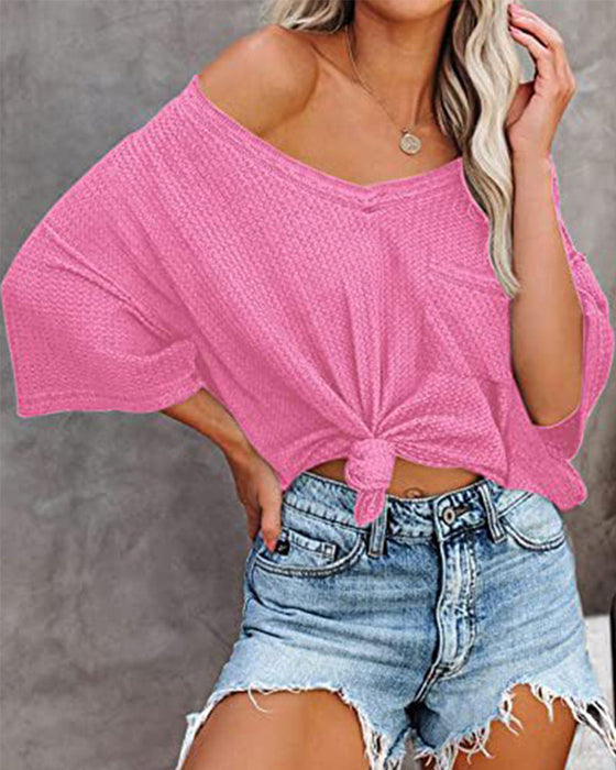 V neck pocket short sleeve t-shirt