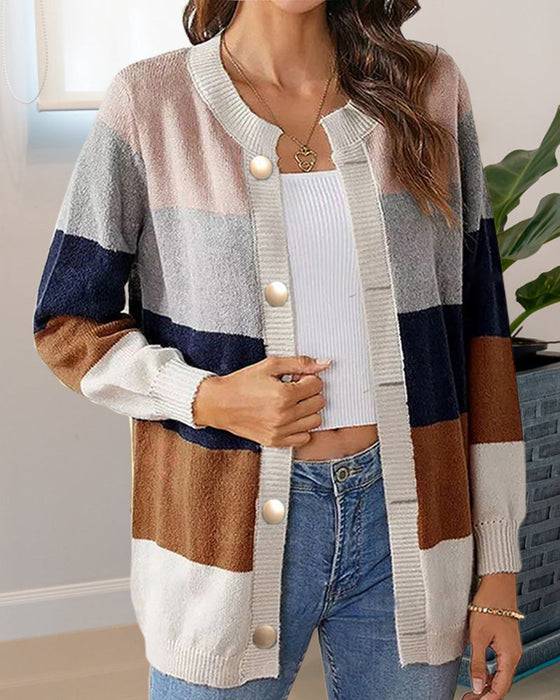 Colorblock cardigan for kvinner