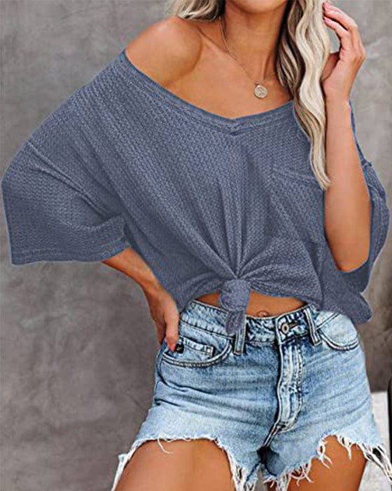 V neck pocket short sleeve t-shirt