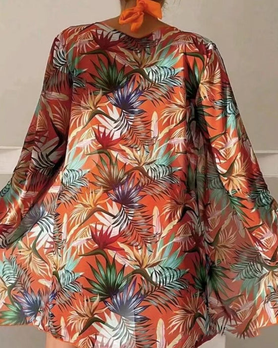 Sexy print bikini set with cover up