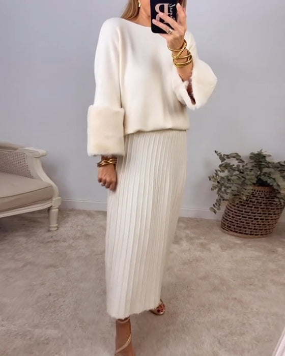 Elegant Solid color pullover with long sleeve