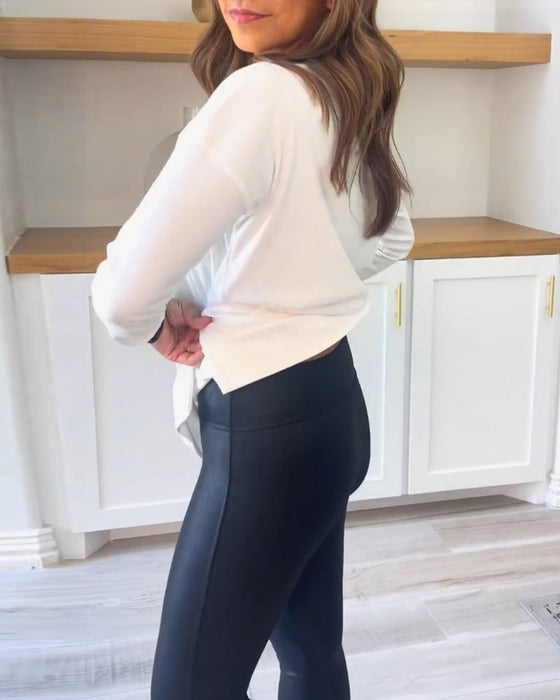 Solid Color Top with Long Sleeve