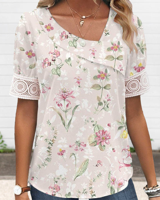 Short-sleeved floral top