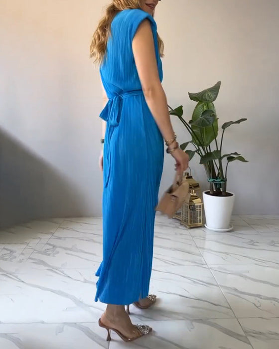 Sleeveless Textured Long Dress