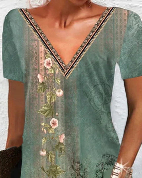 Floral Print Dress with Short Sleeves