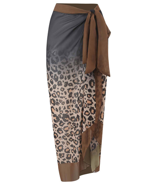 Maillot de bain une pièce imprimé léopard dégradé avec couverture