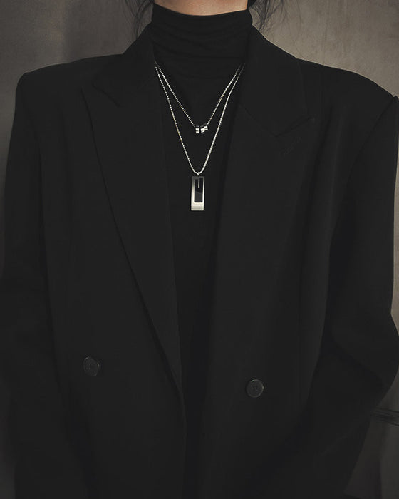 Double long necklace in titanium steel