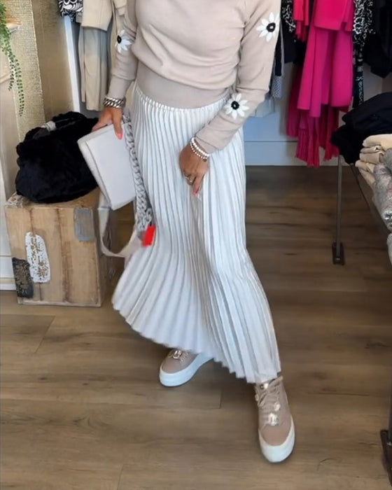 Pleated solid color dress