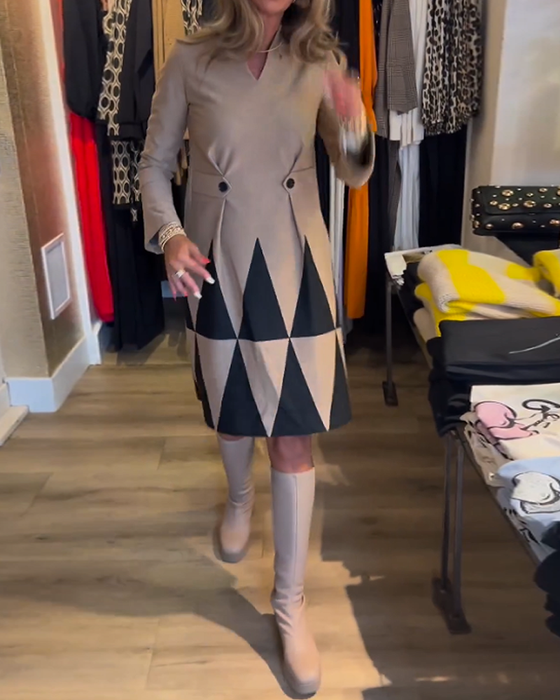 Elegant Geometric Print Dress