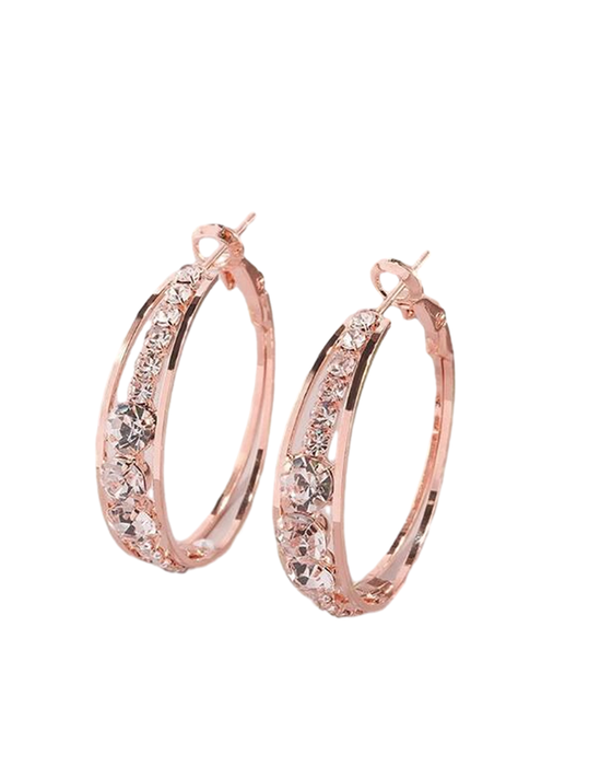 Rhinestone-encrusted large hoop earrings