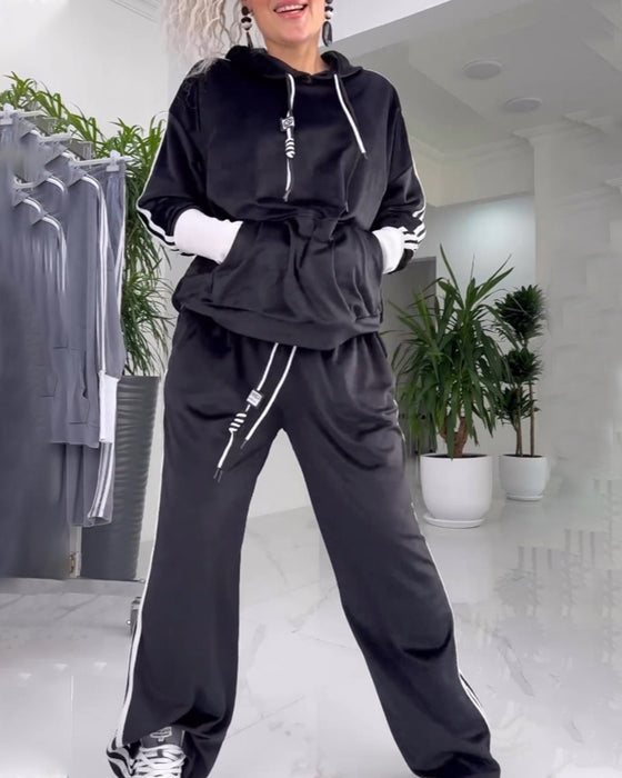 Hooded sweatshirt and pants two-piece set