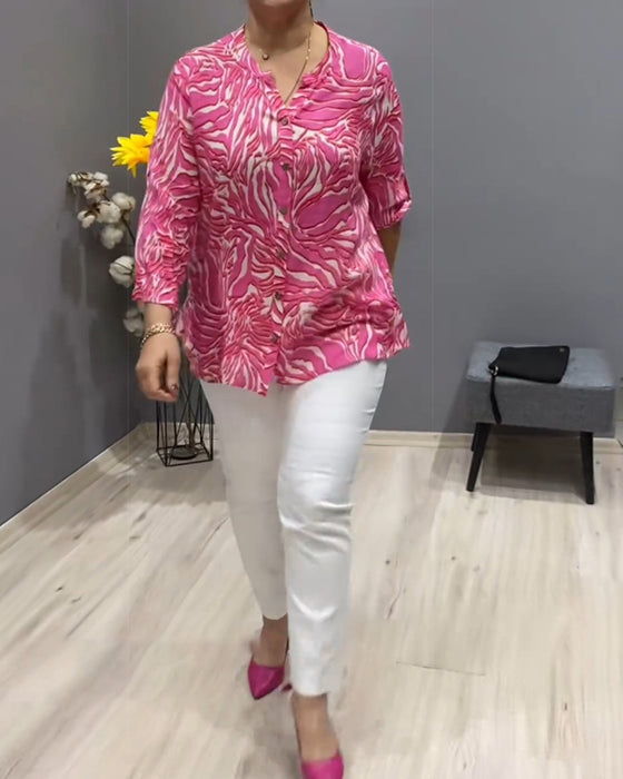 Long Sleeve Printed Shirt with Buttons