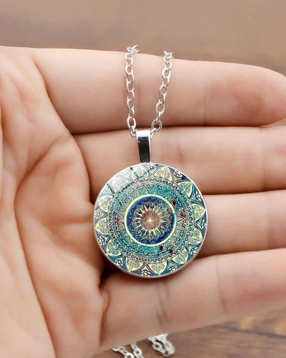 Mandala flower time gemstone necklace set