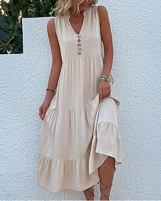 Solid color sleeveless casual dress