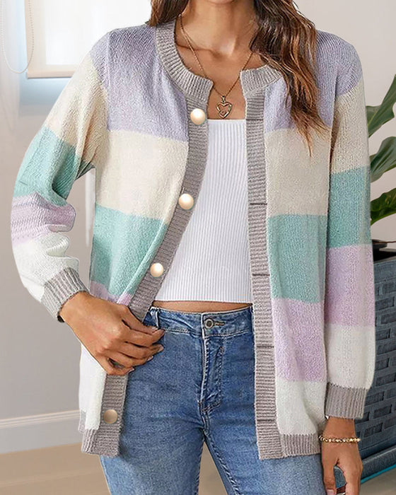 Colorblock cardigan for kvinner