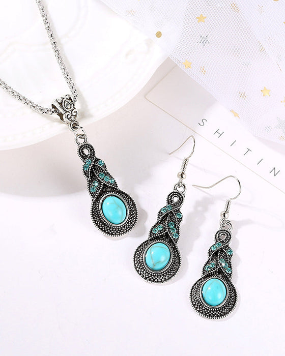 Turquoise drop earrings and necklace