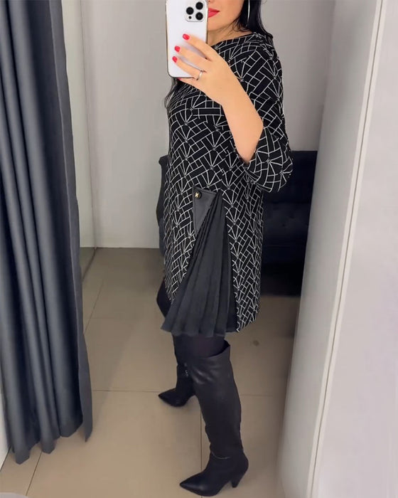 Round neck line printed dress