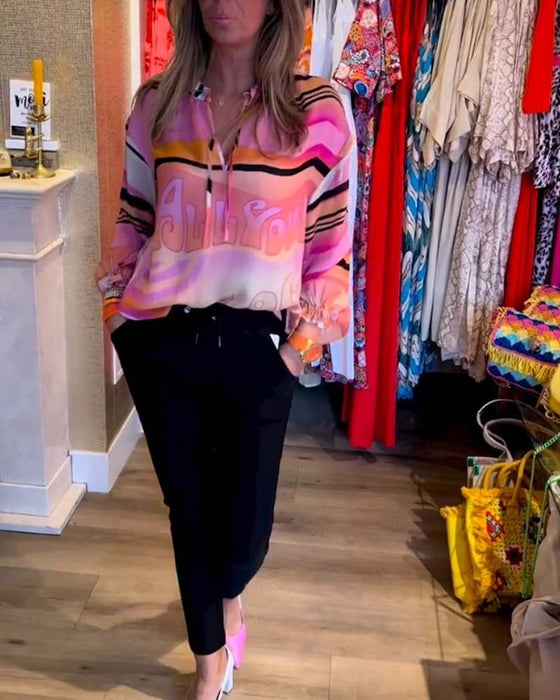 Suspension contrast print casual top