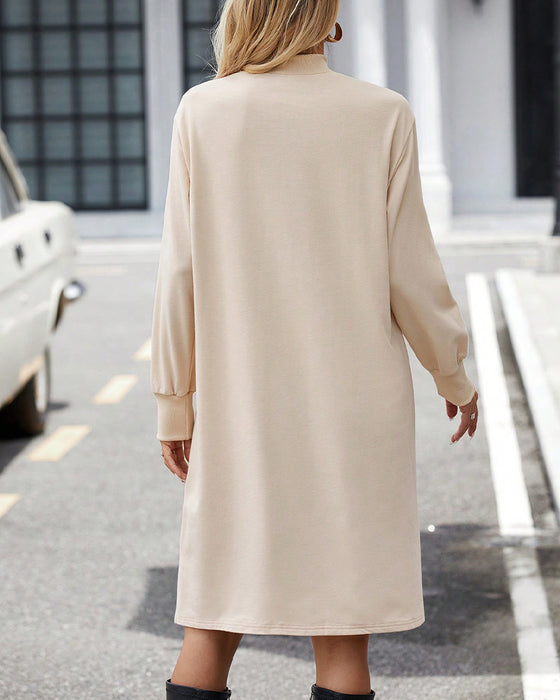 Solid colour high Neck dress