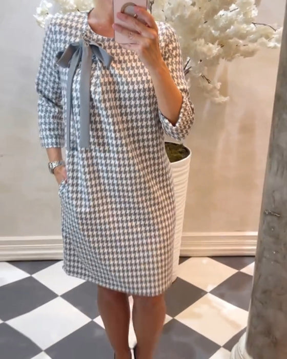 Elegant houndstooth pattern dress