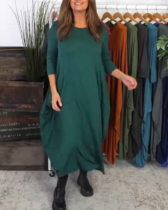 Simple solid color casual dress