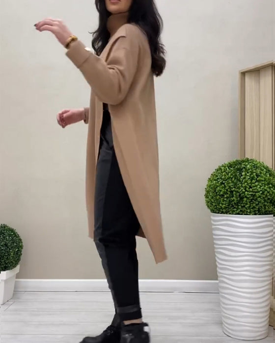 Side slit turtleneck sweater dress